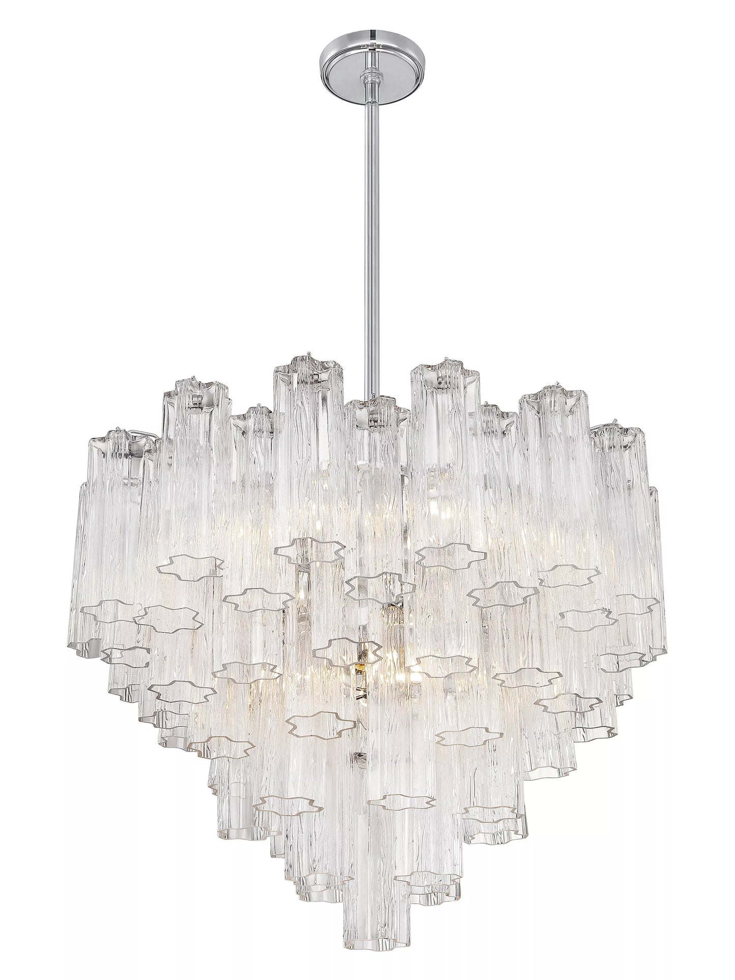 Modern Multi-tiered Tubular Glass Chandelier for Low-ceiling