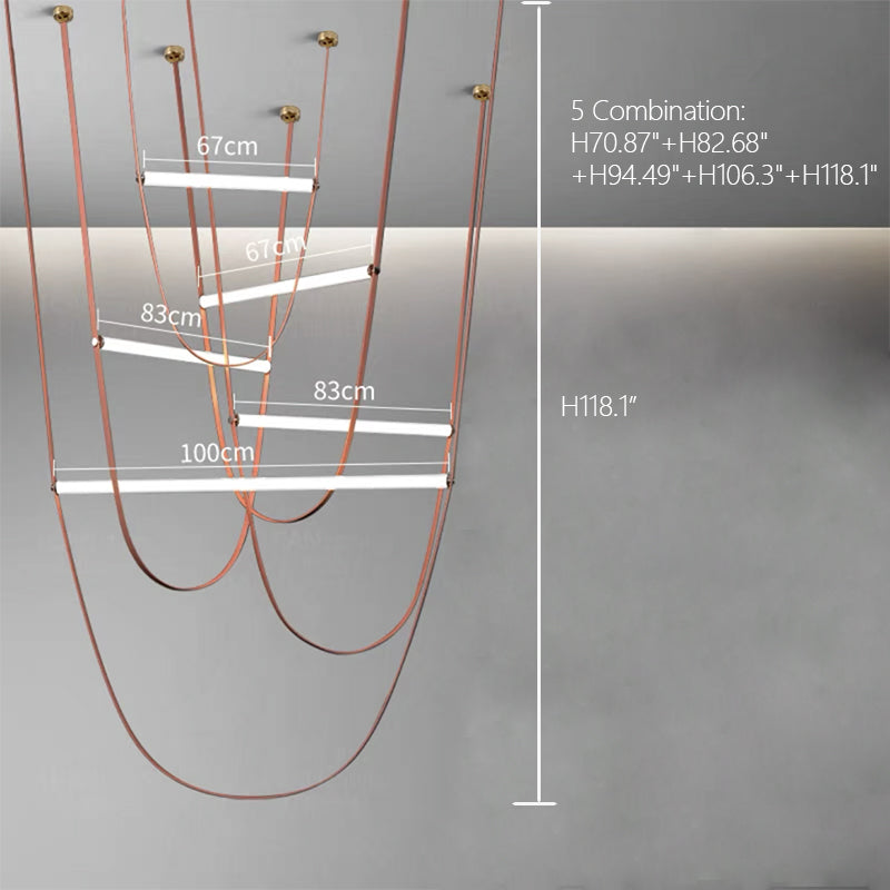 Lustre design en forme de U avec tube en verre à LED