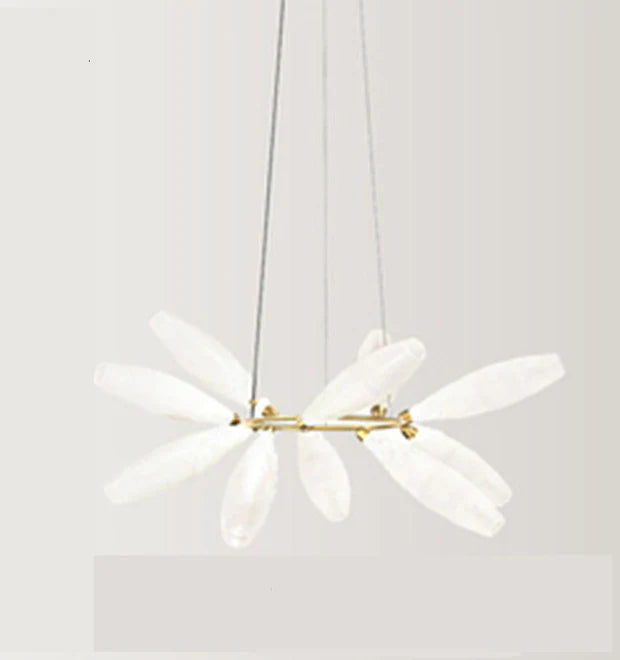 Minimalist Linear Rice Grain Shaped Bulb Iron Chandelier for Dining Room