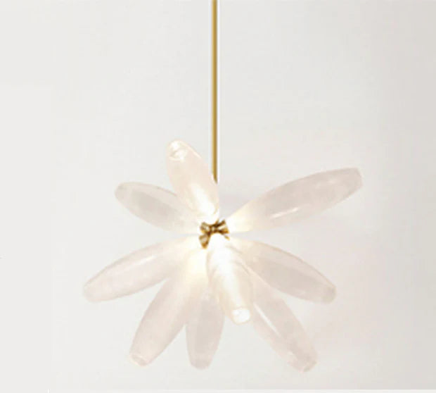 Minimalist Linear Rice Grain Shaped Bulb Iron Chandelier for Dining Room