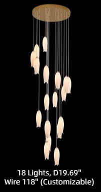 Elegant White Tulip Flower Chandelier For Foyer/ Staircase
