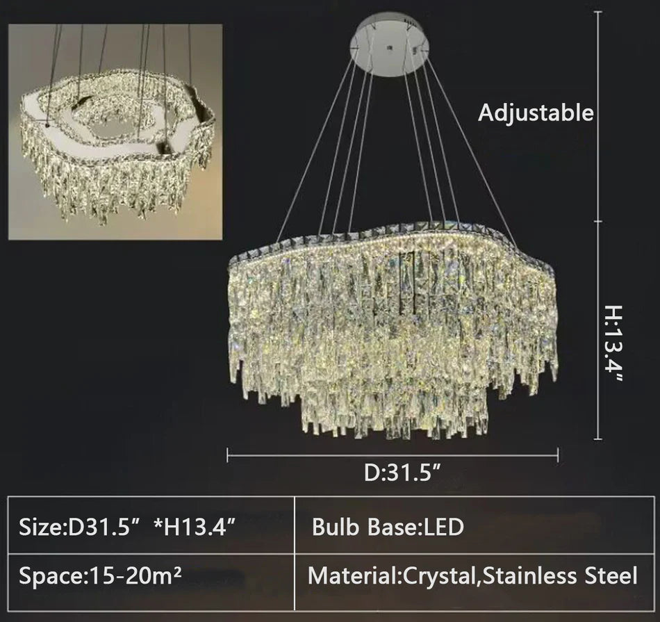 Luxury Creative Set Crystal Chandelier Designer Style Irregular Round/Oval Light Fixture For Bedroom/Living Room/Dining Room