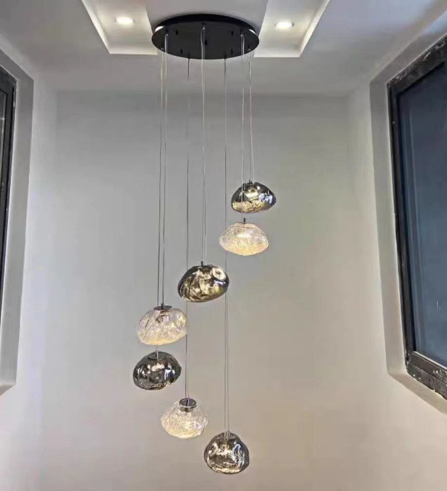 Extra Large Nordic Minimalist Glass Cloud Decorative Chandelier for Stairs/Living Room/High-Ceiling Room