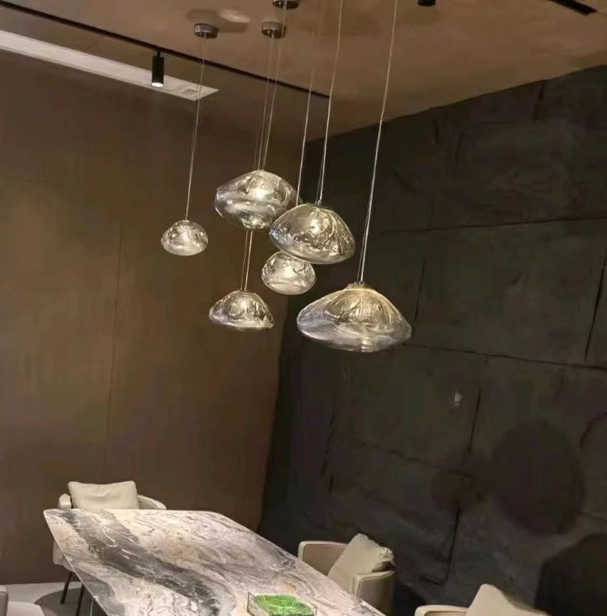 Extra Large Nordic Minimalist Glass Cloud Decorative Chandelier for Stairs/Living Room/High-Ceiling Room