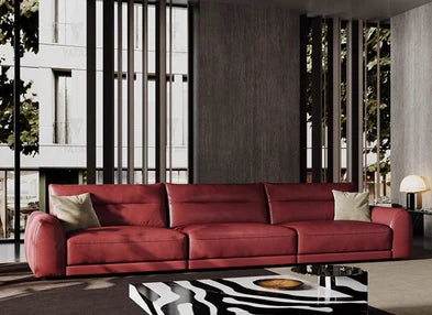 Straight Back Modular Leather Sofa