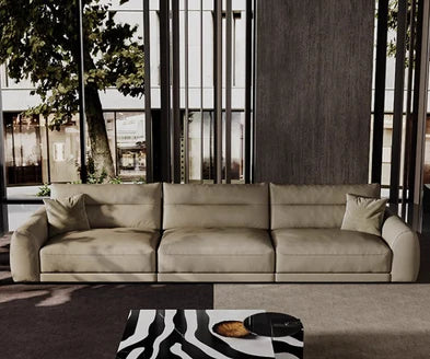Straight Back Modular Leather Sofa