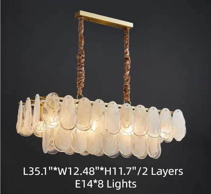 Lustre rond double couche en verre, style post-moderne, pour salon et salle à manger