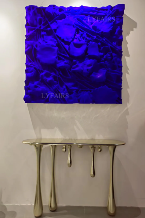 Handcrafted Blue Square FRP Wall Decor with Flocked Surface