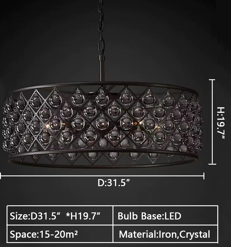 Post-modern Raindrop Crystal Chandelier Rectangle/Round Light Fixture for Living Room/Dining Table