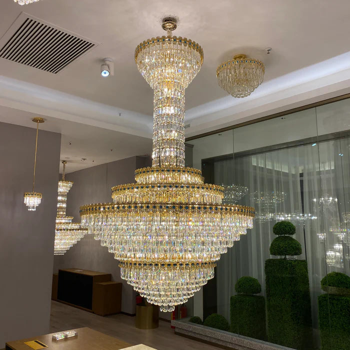 Luxury Extra Large Conical Crystal Chandelier for High Ceiling Living Room/Foyer