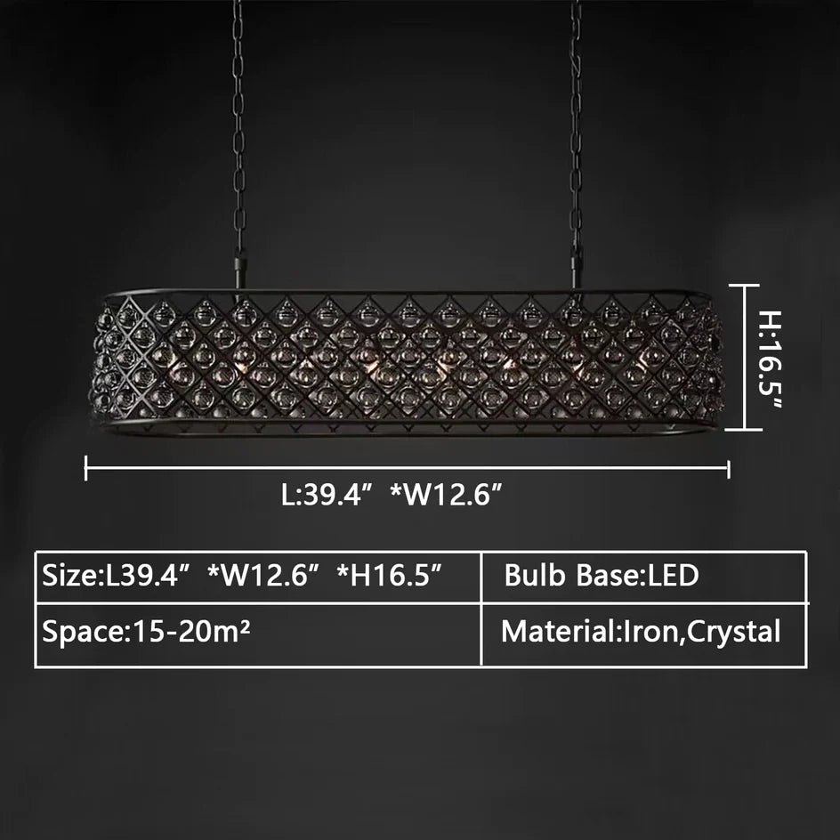 Post-modern Raindrop Crystal Chandelier Rectangle/Round Light Fixture for Living Room/Dining Table