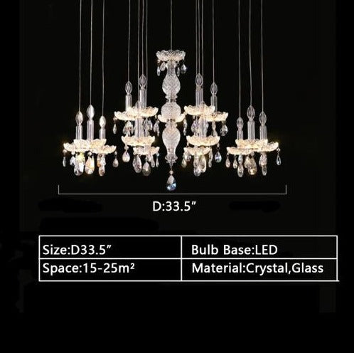 Lustre en cristal de luxe à lumière française pour salon, salle à manger et chambre à coucher