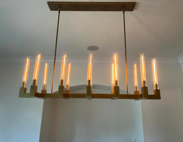 Modern Linear Round/Linear Tubular Glass Chandelier for Dining Room/Kitchen Island