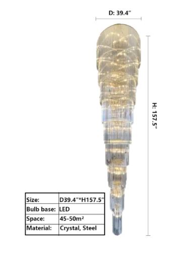 European Style Modern Simple Crystal Chandelier For Villa/Living Room/Rotating ladder