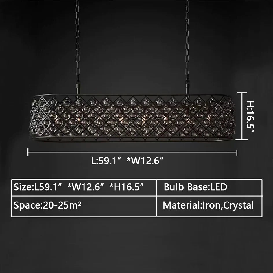 Post-modern Raindrop Crystal Chandelier Rectangle/Round Light Fixture for Living Room/Dining Table