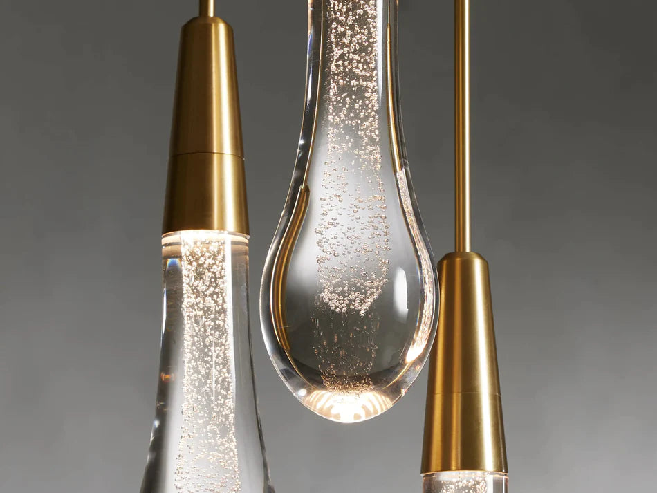 Modern Cascade Raindrop Linear Crystal Chandelier for Dining Room/Kitchen Island