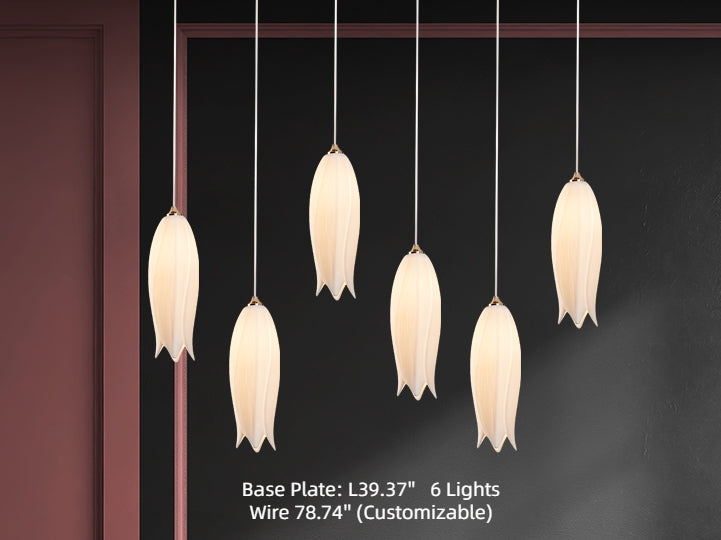 Elegant White Tulip Flower Chandelier For Foyer/ Staircase