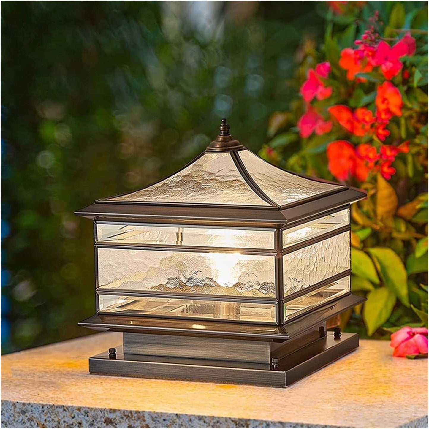 Outdoor Square Pillar Glass Lampshade Light