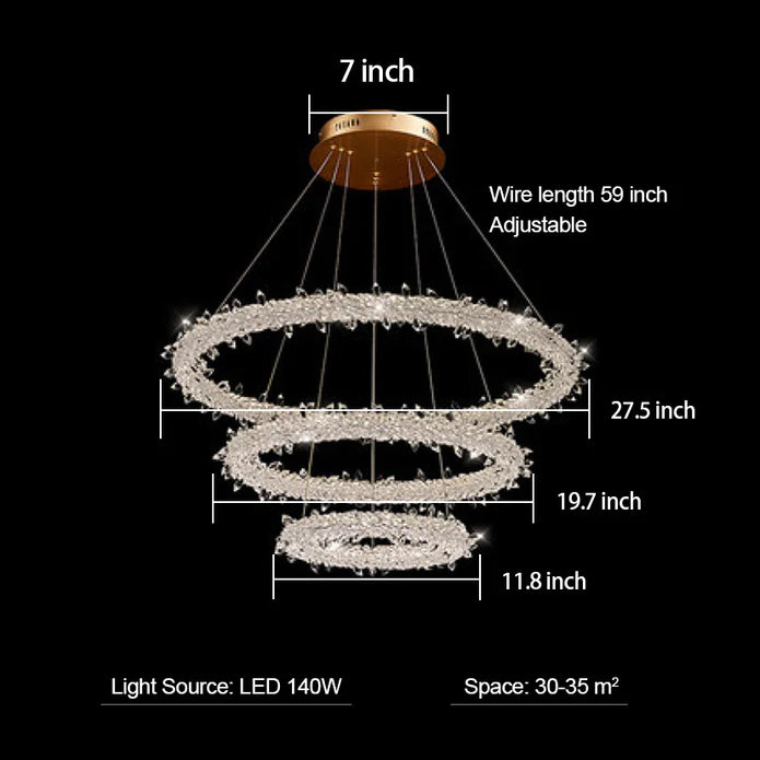 Lampadario a sospensione a LED con anello di cristallo Frost Halo