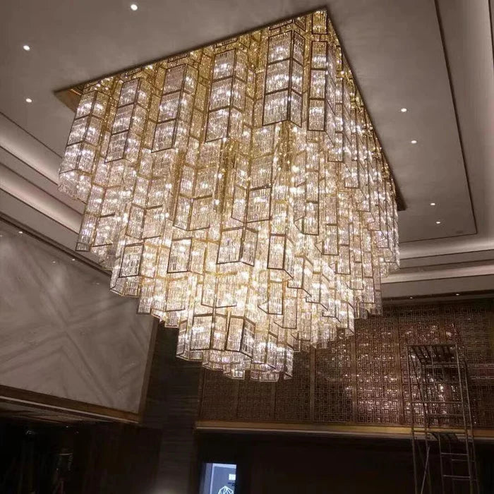 Luxury Flush Mounted Multi-tiered Crystal Chandelier for Hotel/Restaurant
