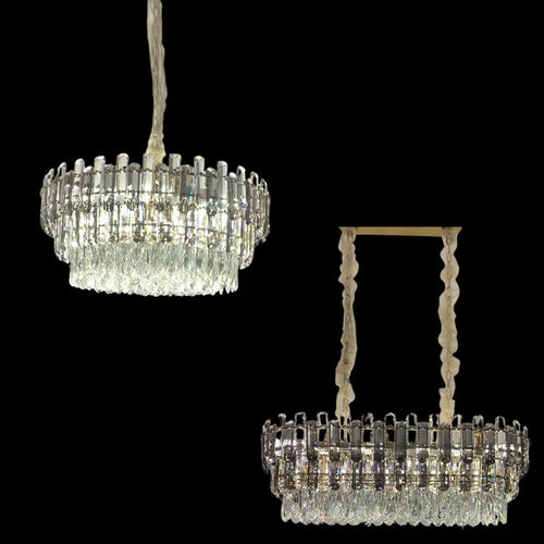 Light Luxury Round/Rectangular Crystal Chandelier for Living/Dining Room/Bedroom