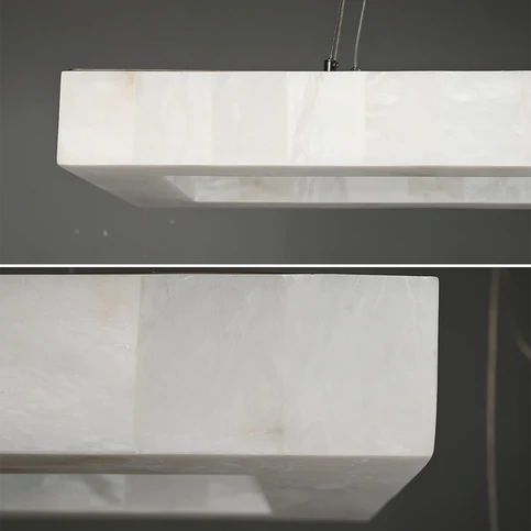 Lampadario moderno rettangolare in alabastro per sala da pranzo