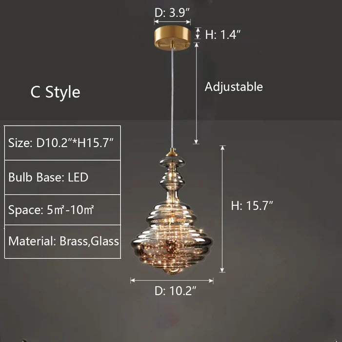 Modern Gray Glass Starry Sky Pendant Light Fixture for Dining Room/Bar/Kitchen Island