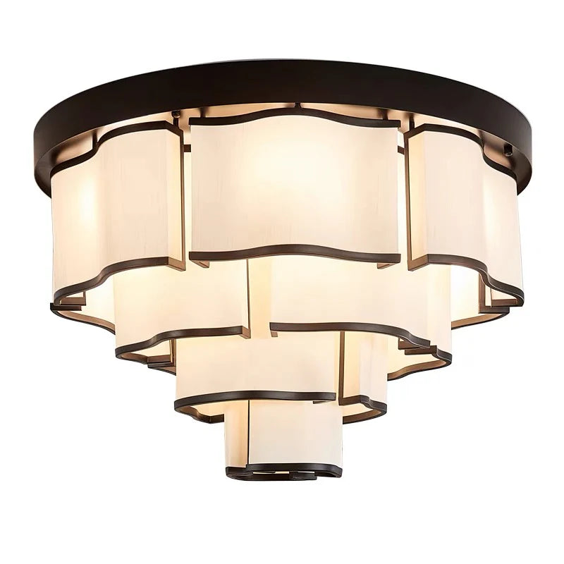 Lustre rond moderne en acrylique à 3, 4 ou 5 niveaux, finition noire