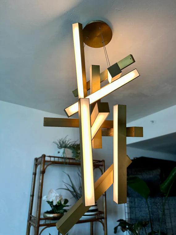 Lampadario geometrico verticale moderno per scale/ingresso/soffitti alti