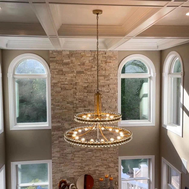 Modern 2/3 Ring Glass Ball Chandelier for Low-ceiling