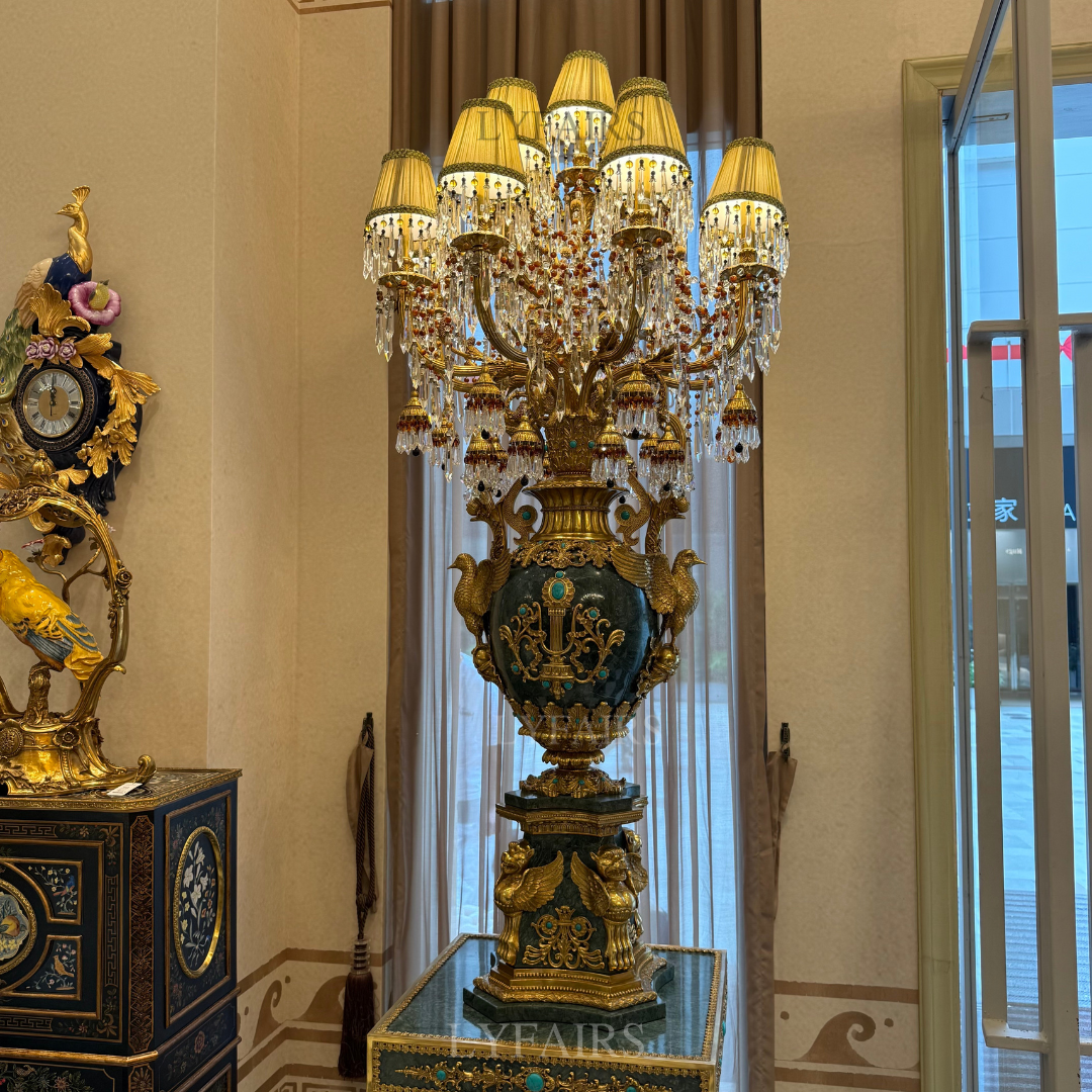 LYFAIRS x FH&Home Luxury Turquoise Grace Crystal Floor Lamp