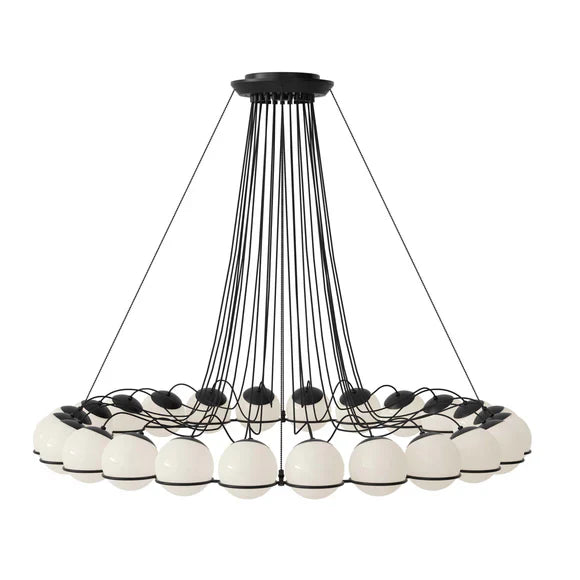 Lampadario moderno a grappolo in vetro opalino