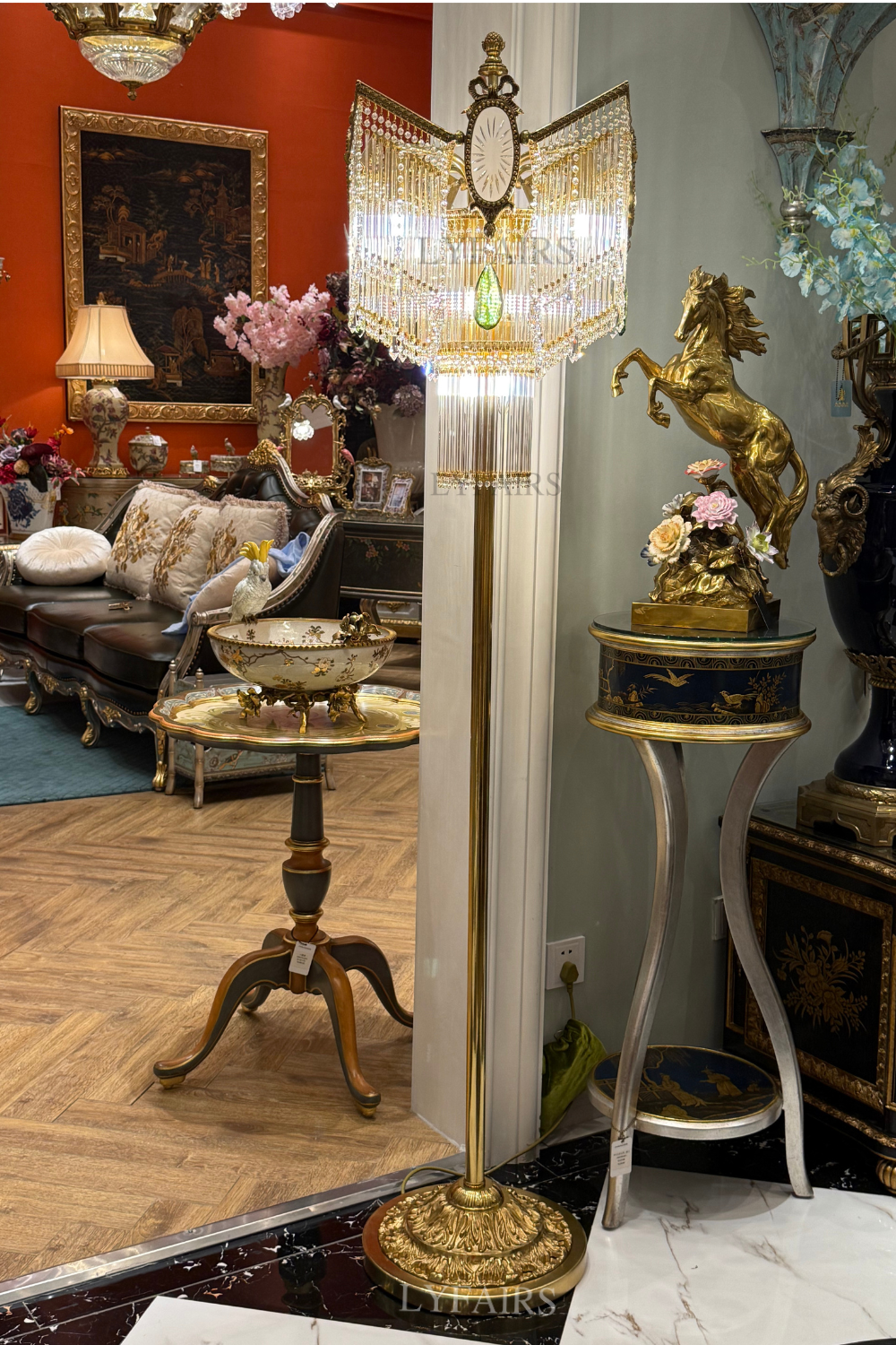 LYFAIRS x FH&Home Baroque Swag-like Glass Rods Floor Lamp