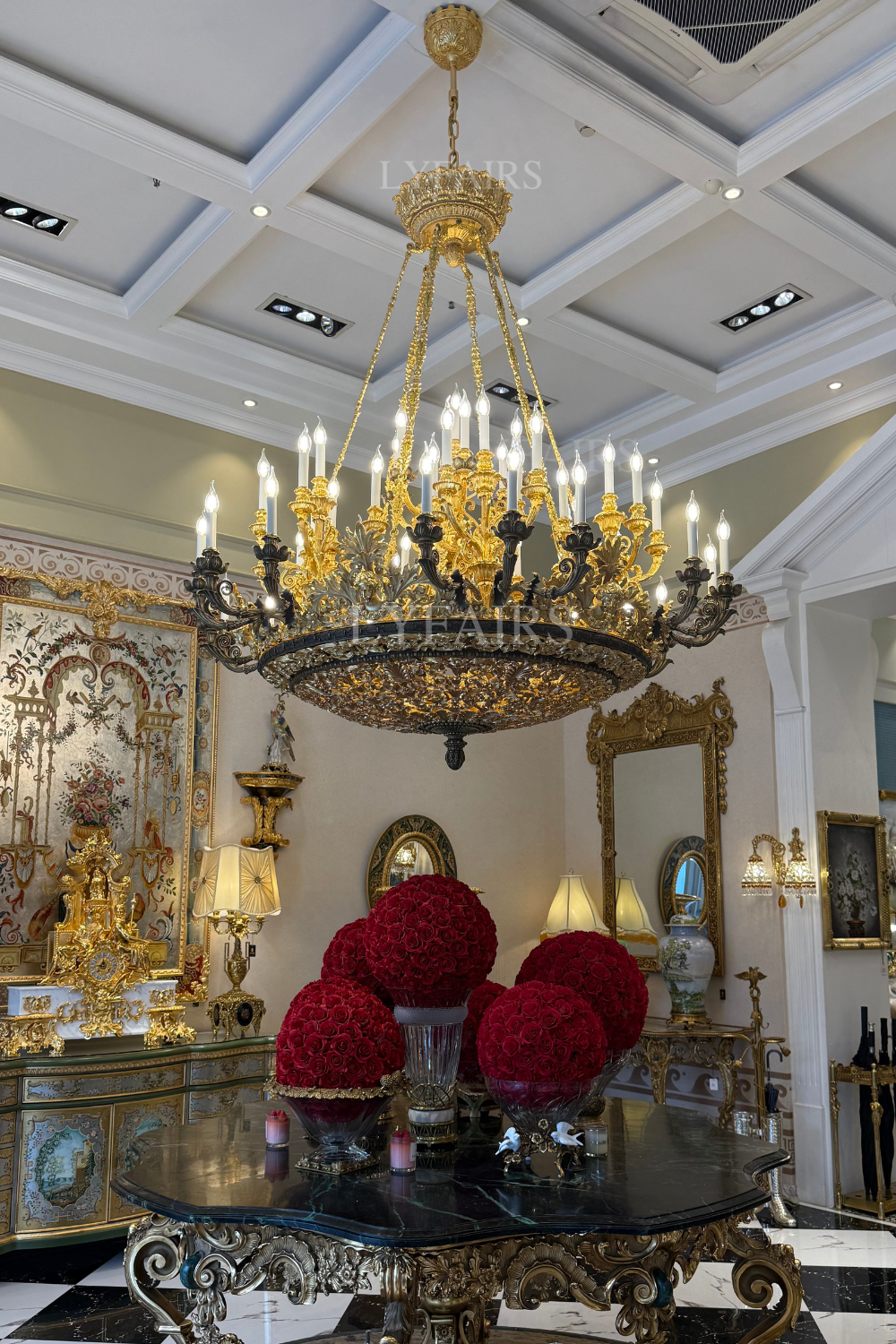 LYFAIRS x FH&Home Luxury Modern Baroque Brass Chandelier for Palace/Mansion/Hotel