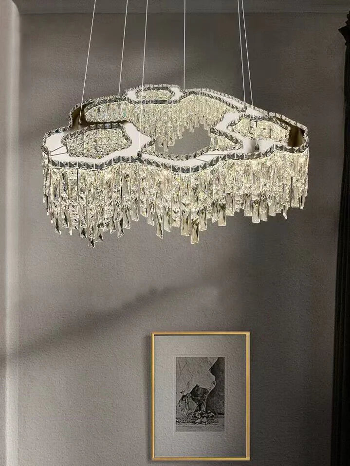 Luxury Creative Set Crystal Chandelier Designer Style Irregular Round/Oval Light Fixture For Bedroom/Living Room/Dining Room