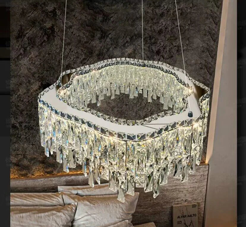 Luxury Creative Set Crystal Chandelier Designer Style Irregular Round/Oval Light Fixture For Bedroom/Living Room/Dining Room