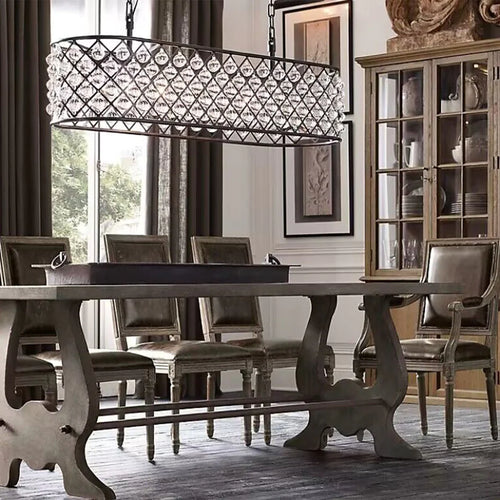 Post-modern Raindrop Crystal Chandelier Rectangle/Round Light Fixture for Living Room/Dining Table