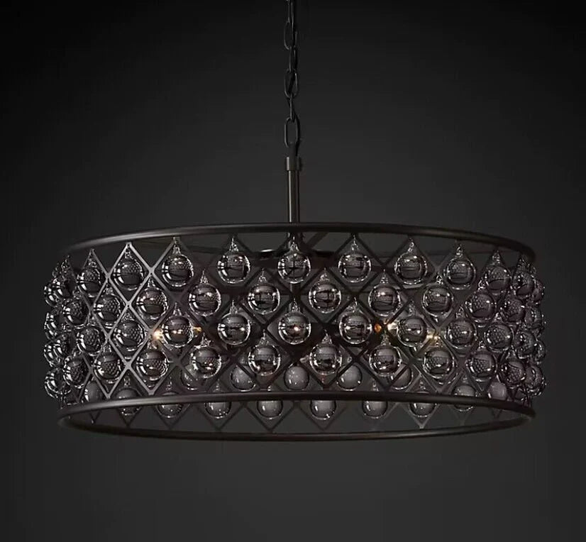 Post-modern Raindrop Crystal Chandelier Rectangle/Round Light Fixture for Living Room/Dining Table