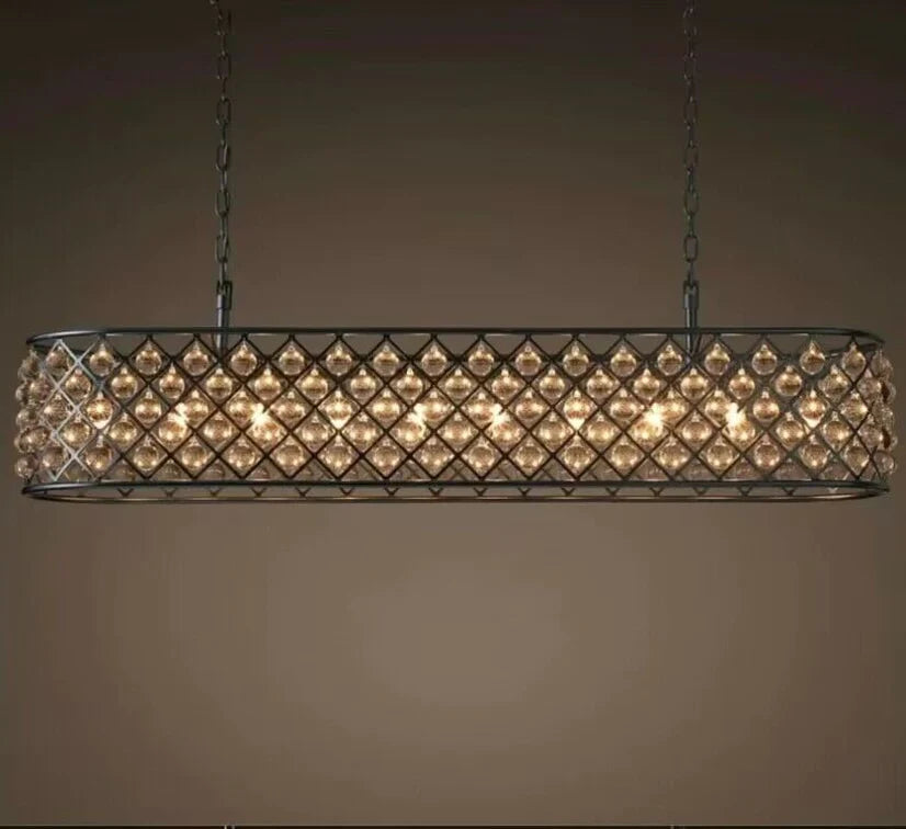 Post-modern Raindrop Crystal Chandelier Rectangle/Round Light Fixture for Living Room/Dining Table