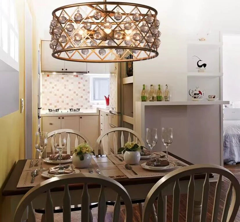 Post-modern Raindrop Crystal Chandelier Rectangle/Round Light Fixture for Living Room/Dining Table