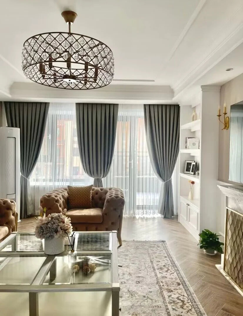 Post-modern Raindrop Crystal Chandelier Rectangle/Round Light Fixture for Living Room/Dining Table