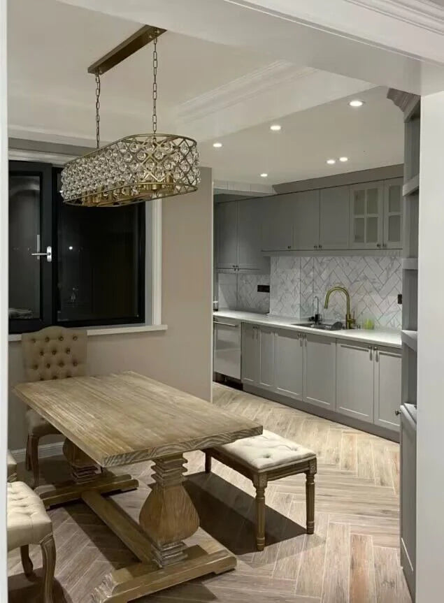 Post-modern Raindrop Crystal Chandelier Rectangle/Round Light Fixture for Living Room/Dining Table