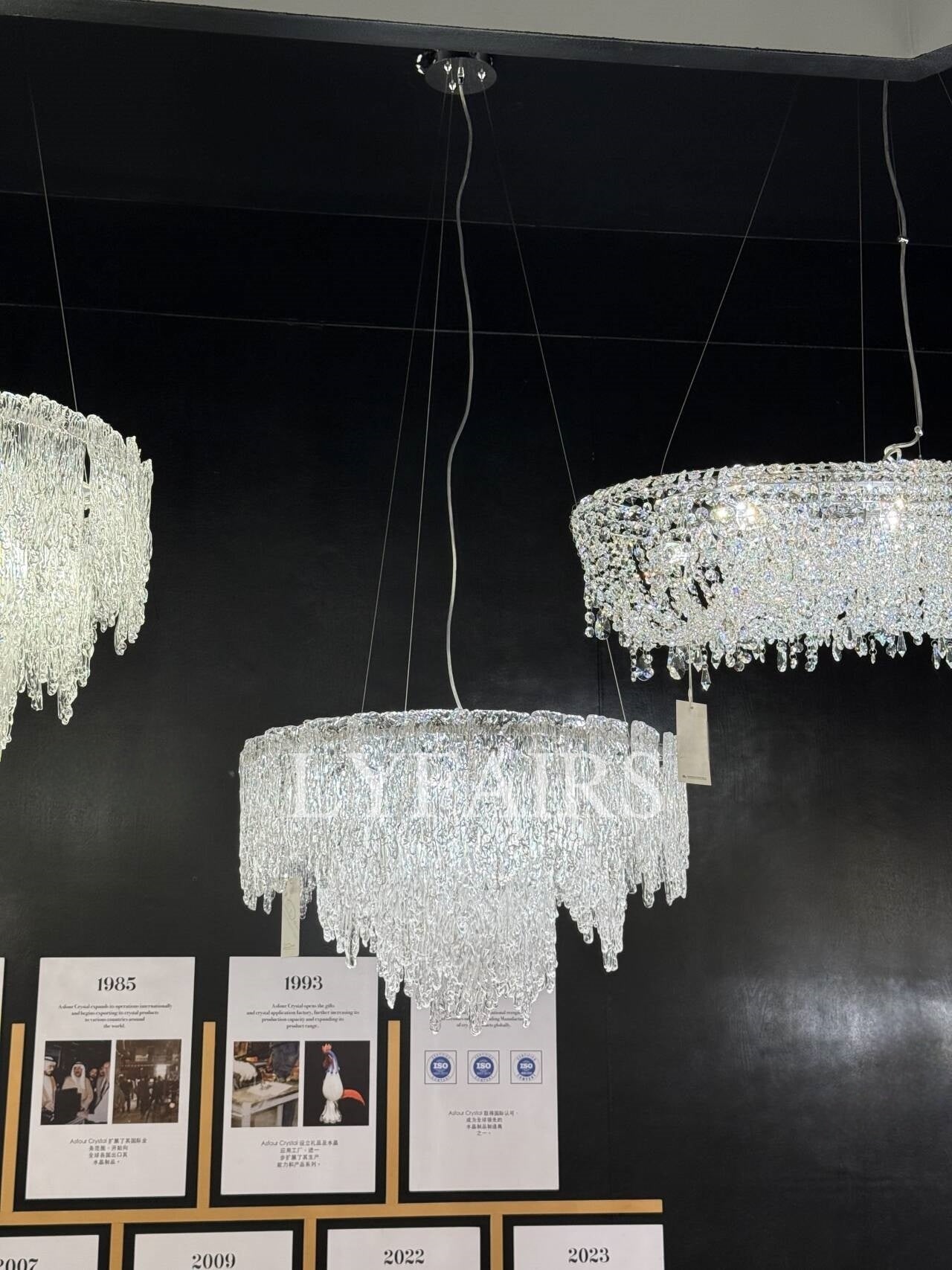 Lustre moderne en verre fondu de glaciers pour plafonds bas