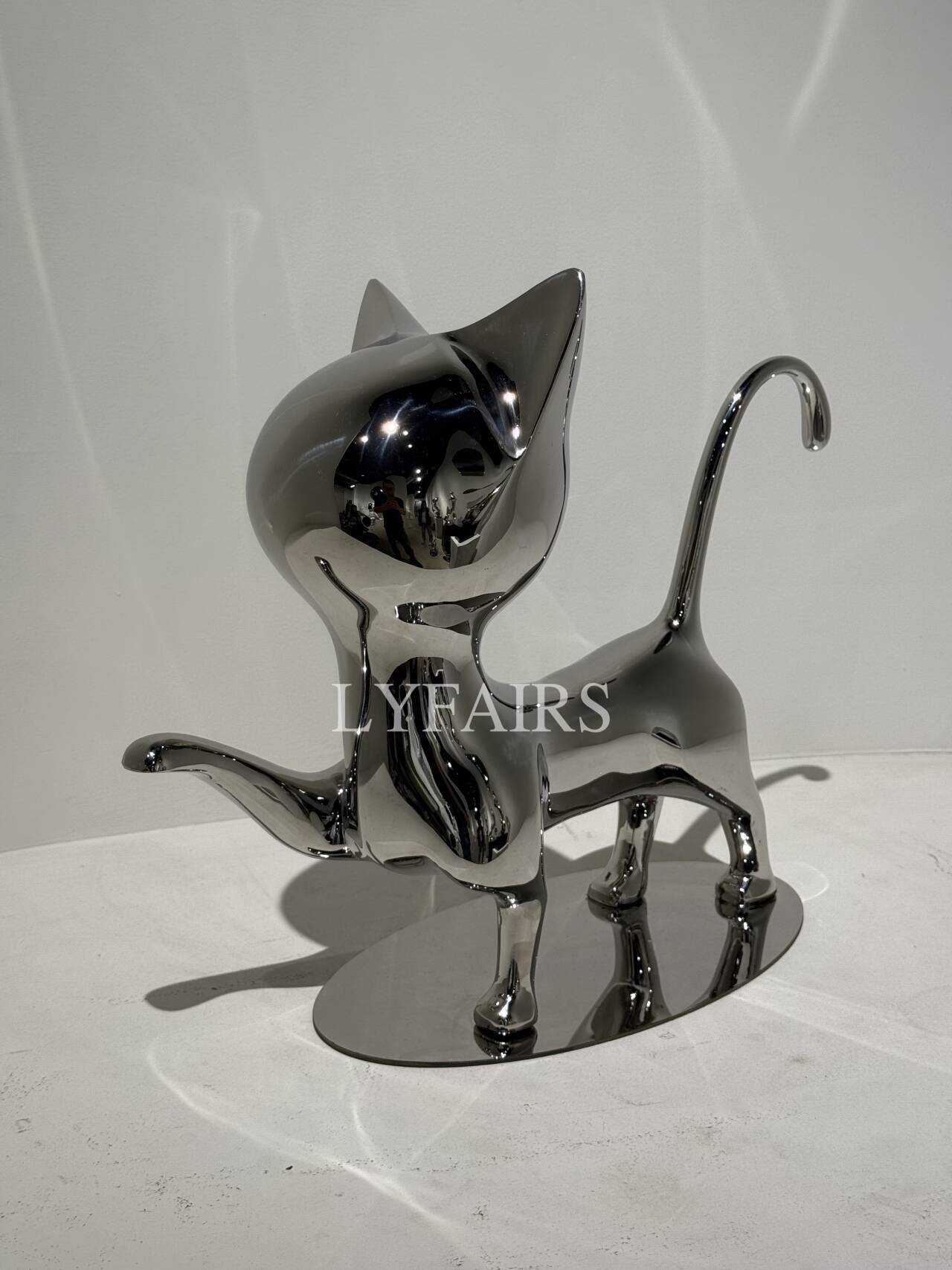 Handcrafted Stainless Steel Cat Art Sculpture with Playful Poses
