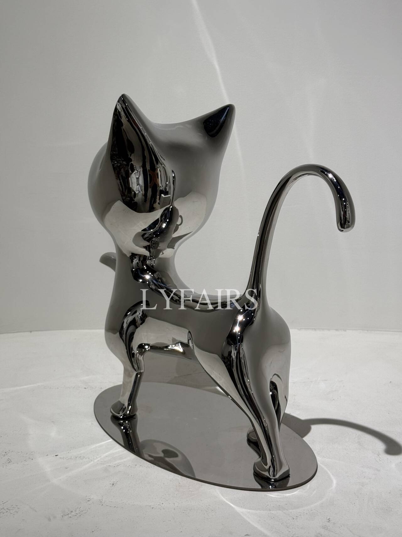 Handcrafted Stainless Steel Cat Art Sculpture with Playful Poses