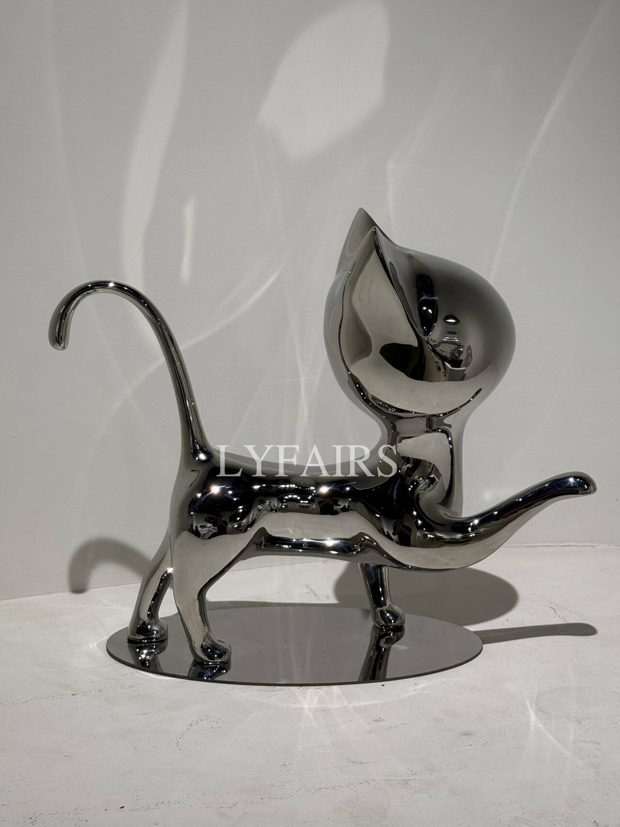 Handcrafted Stainless Steel Cat Art Sculpture with Playful Poses