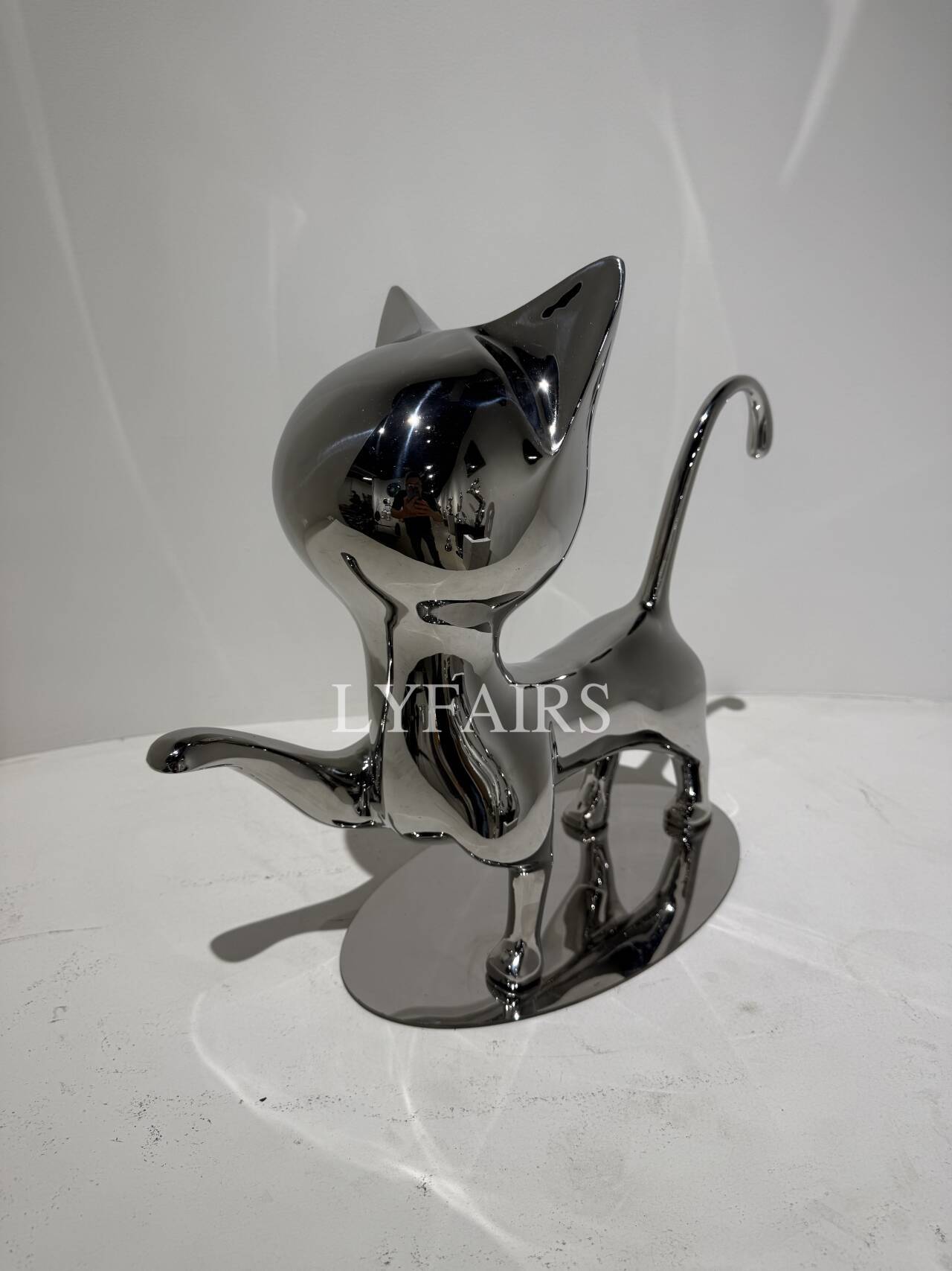Handcrafted Stainless Steel Cat Art Sculpture with Playful Poses