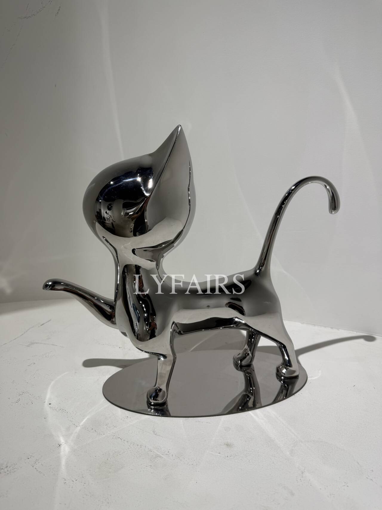Handcrafted Stainless Steel Cat Art Sculpture with Playful Poses