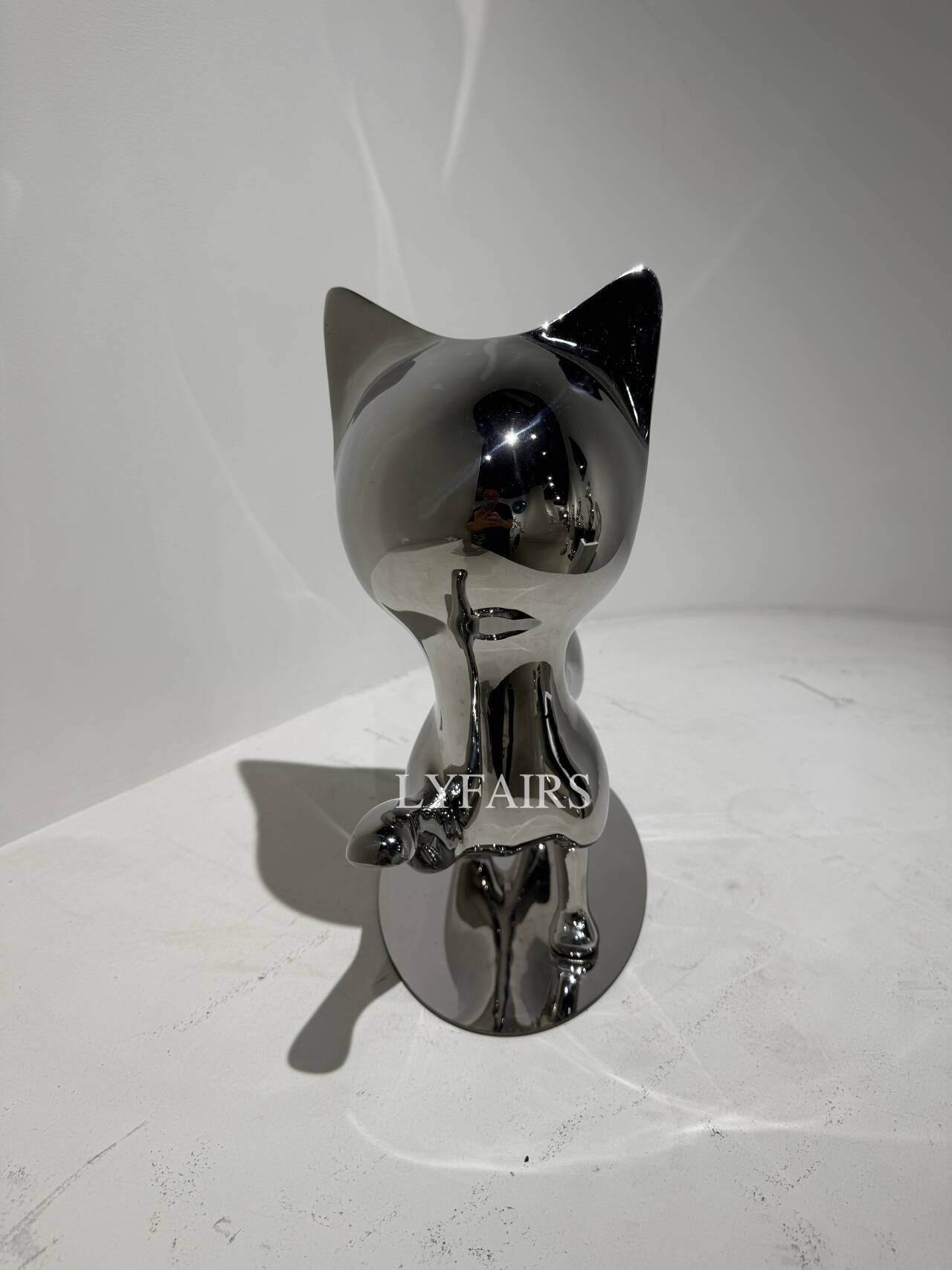Handcrafted Stainless Steel Cat Art Sculpture with Playful Poses