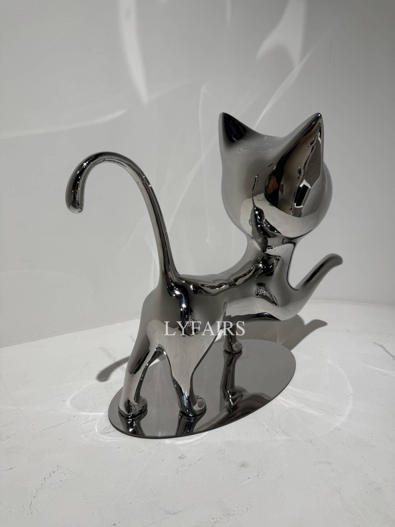 Handcrafted Stainless Steel Cat Art Sculpture with Playful Poses